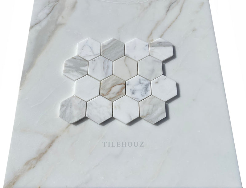 Calacatta Gold Marble 3 X Hexagon Mosaic Tile Polished&Honed Wall & Ceiling