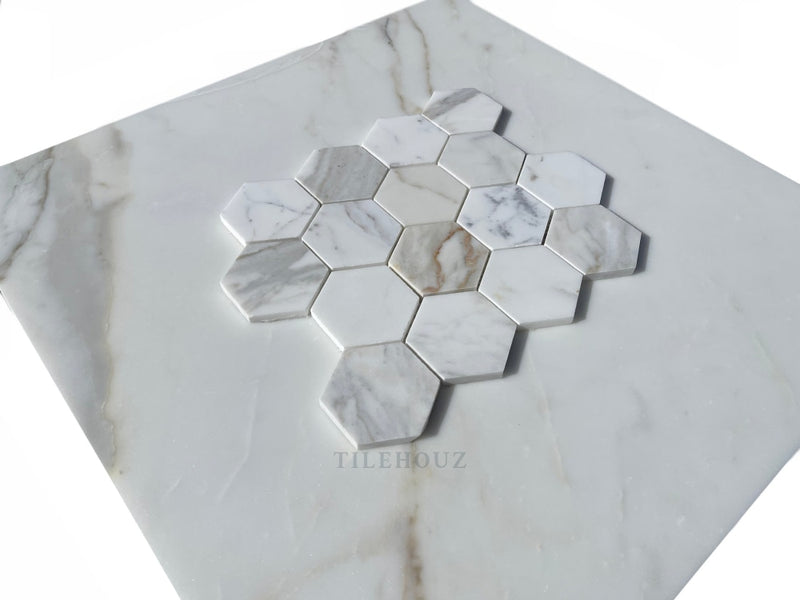 Calacatta Gold Marble 3 X Hexagon Mosaic Tile Polished&Honed Wall & Ceiling