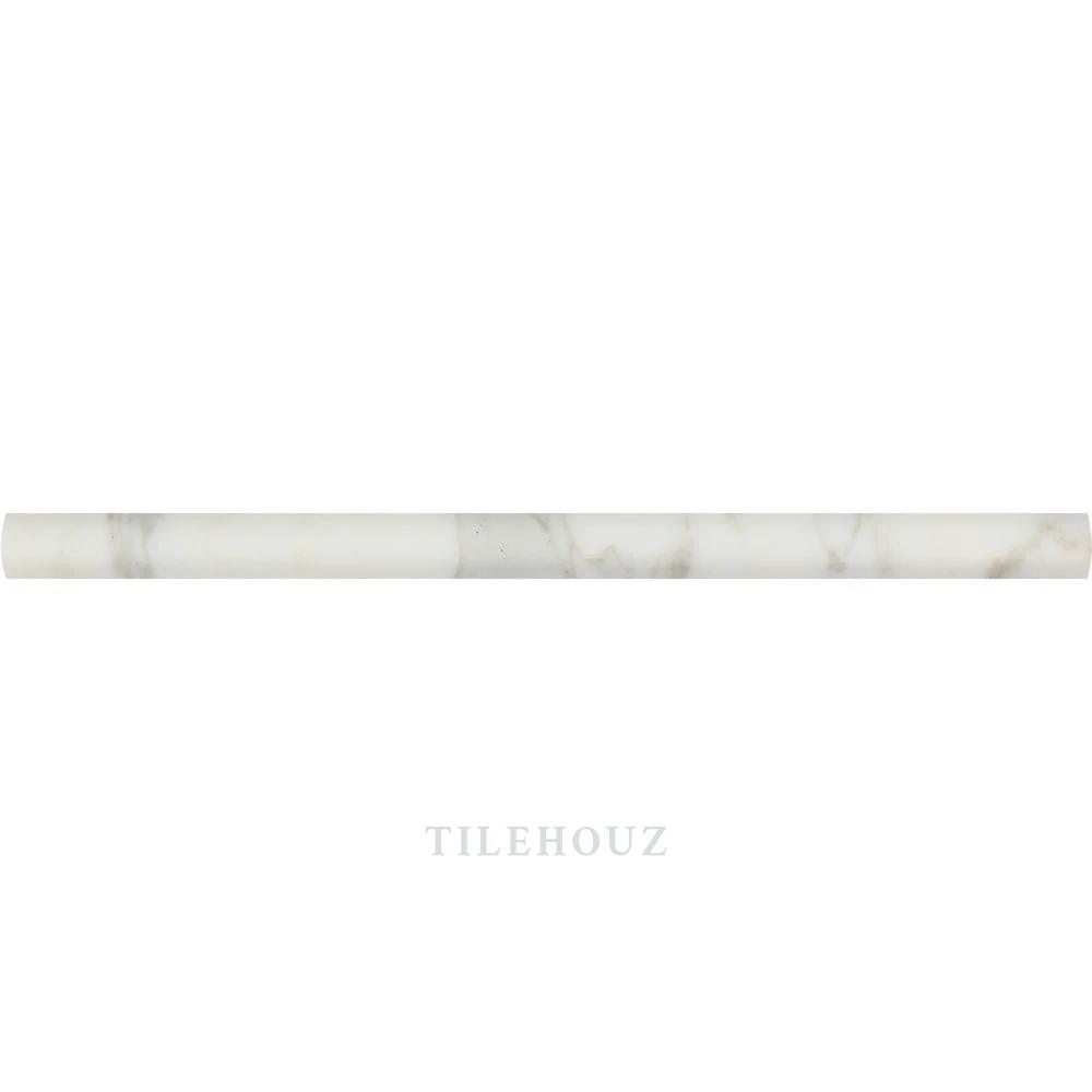 Calacatta Gold marble bullnose liner tile, 3/4 x 12, polished and honed, Tilehouz.