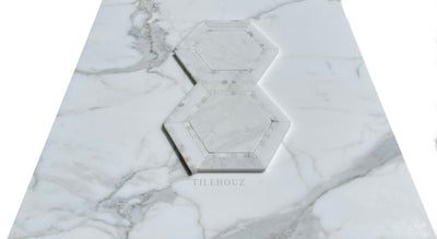 Calacatta Gold Marble 5 Hexagon Mosaic W/calacatta Dots Polished/honed