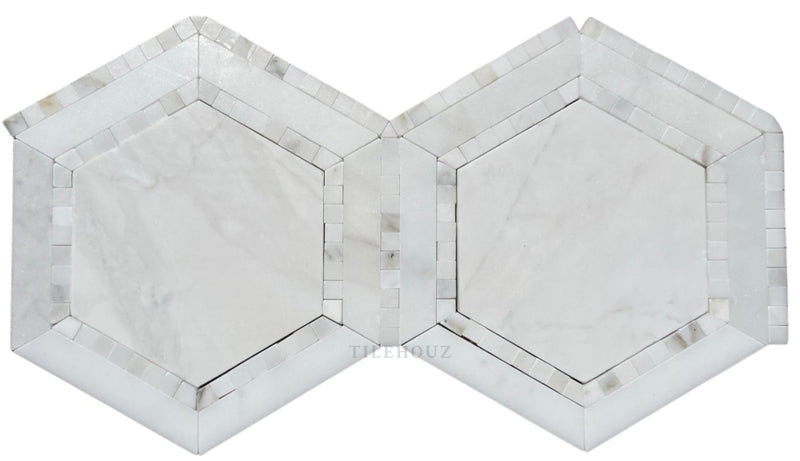 Calacatta Gold Marble 5 Hexagon Mosaic W/calacatta Dots Polished/honed