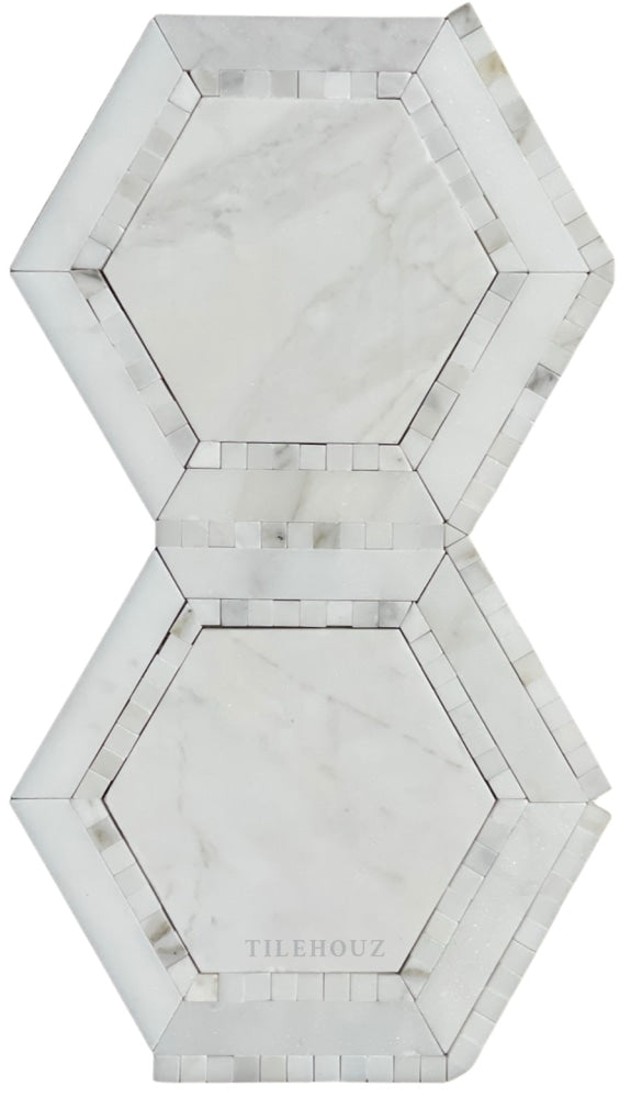 Calacatta Gold Marble 5 Hexagon Mosaic W/calacatta Dots Polished/honed