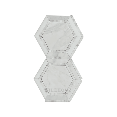 Calacatta Gold Marble 5 Hexagon Mosaic W/calacatta Dots Polished/honed