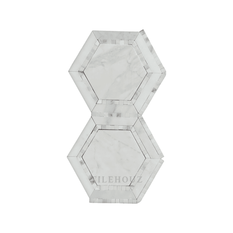 Calacatta Gold Marble 5 Hexagon Mosaic W/calacatta Dots Polished/honed