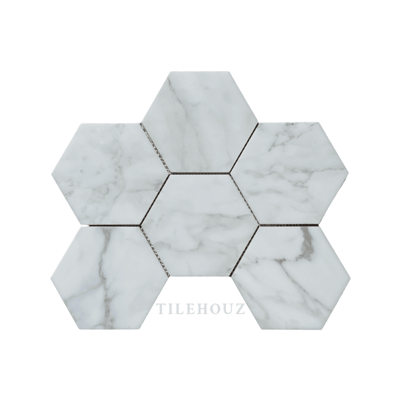 Calacatta Gold Marble 5 Hexagon Mosaic Polished/honed