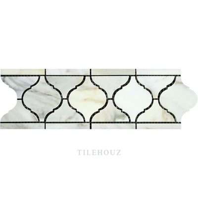 Calacatta Gold Marble Arabesque/lantern Border Polished&honed Mosaic Tiles