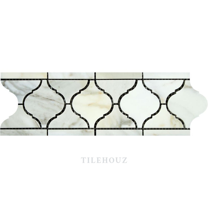 Calacatta Gold Marble Arabesque/lantern Border Polished&honed Mosaic Tiles
