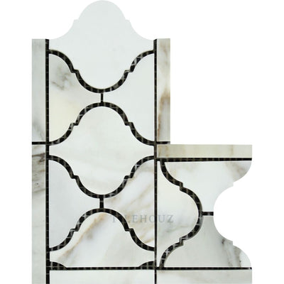 Calacatta Gold Marble Arabesque/lantern Corner Polished&honed Mosaic Tiles