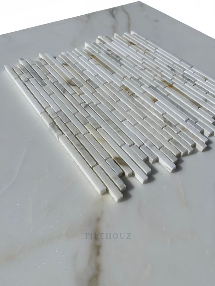 Calacatta Gold Marble Bamboo Sticks Mosaic Tile Polished&Honed Wall & Ceiling