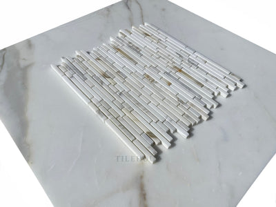 Calacatta Gold Marble Bamboo Sticks Mosaic Tile Polished&Honed Wall & Ceiling