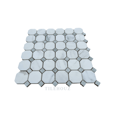 Calacatta Gold Marble Octagon Mosaic W/green Dots Polished/honed
