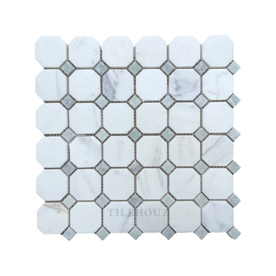 Calacatta Gold Marble Octagon Mosaic W/green Dots Polished/honed