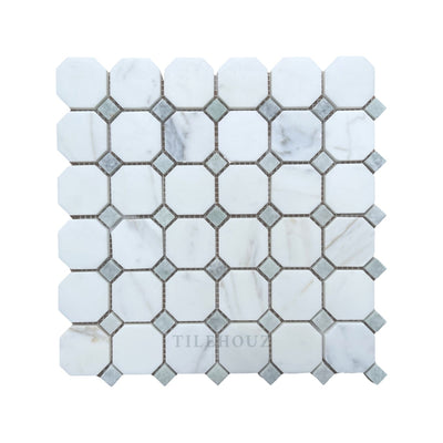 Calacatta Gold Marble Octagon Mosaic W/green Dots Polished/honed