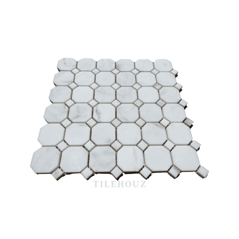 Calacatta Gold Marble Octagon Mosaic With/calacatta Dots Polished/honed