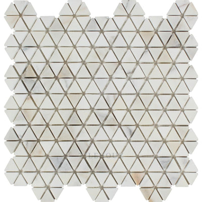 Calacatta Gold Marble Tumbled Triangle Mosaic Tile Tiles