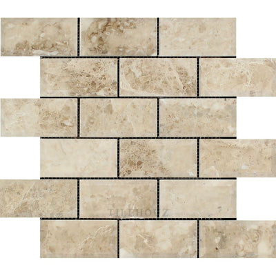 Cappuccino Marble 2 X 4 Deep-Beveled Brick Mosaic Tile Polished&honed Tiles