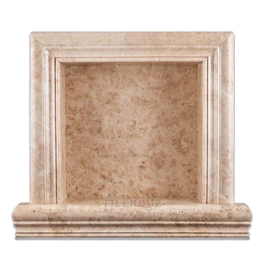 Cappuccino marble shower niche, small polished finish, Tilehouz