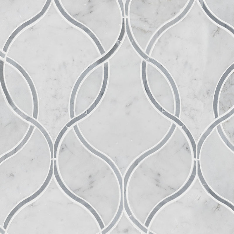 CARRARA WHITE ELLIPSIS POLISHED MARBLE MOSAIC