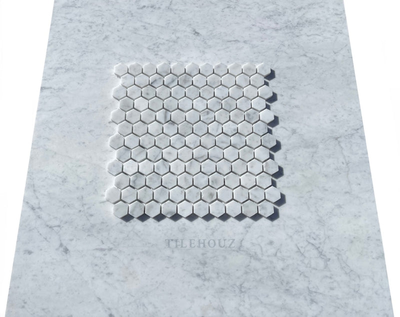 Carrara White Premium Italian Marble 1 X Hexagon Mosaic Tile Polished&Honed Wall & Ceiling