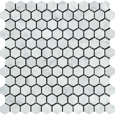 Carrara White Marble 1 X Hexagon Mosaic Tile Polished&honed Tiles