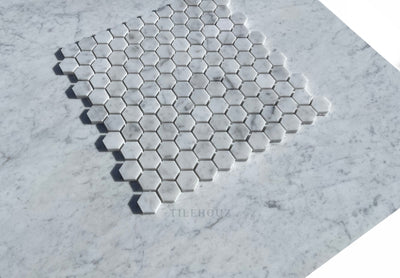 Carrara White Premium Italian Marble 1 X Hexagon Mosaic Tile Polished&Honed Wall & Ceiling