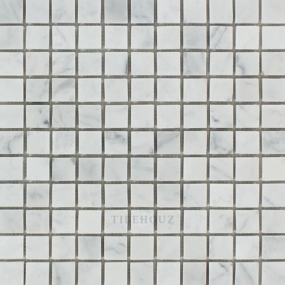 Carrara White Marble 1x1 Mosaic Tile sheet by Tilehouz, polished & honed for walls & ceilings