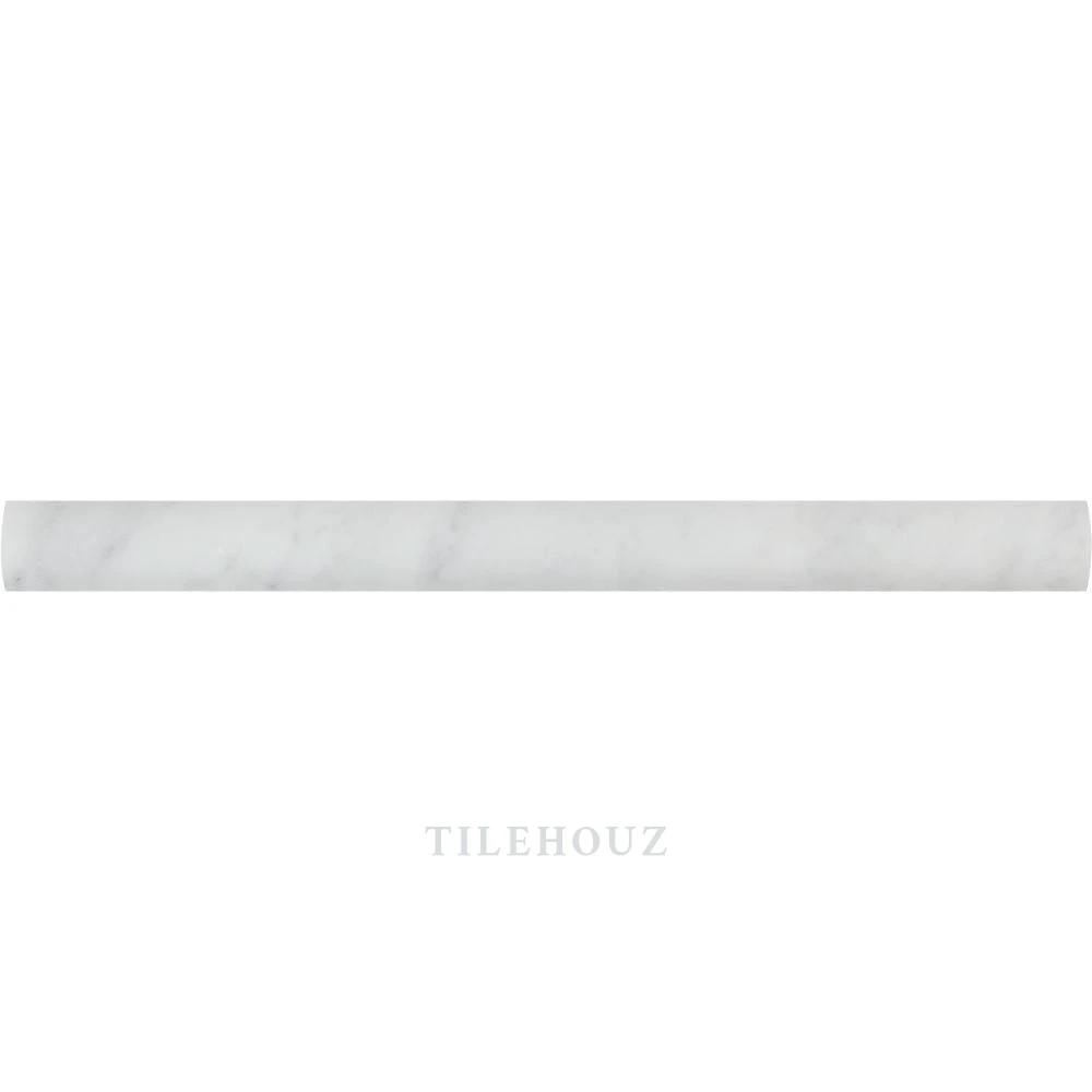 Carrara White Marble 1x12 Quarter Round Trim, polished & honed, Tilehouz