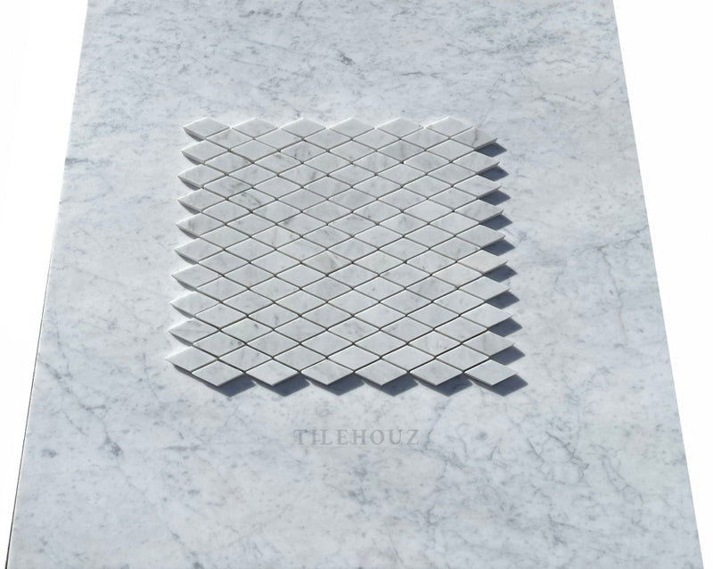 Carrara White Premium Italian Marble 1 X 2 Diamond Mosaic Tile Polished&Honed Wall & Ceiling