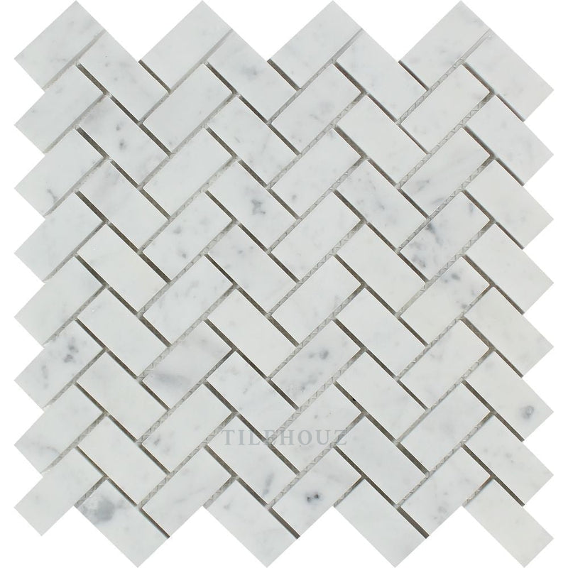 Carrara White Marble 1 X 2 Herringbone Mosaic Tile Polished&honed Tiles