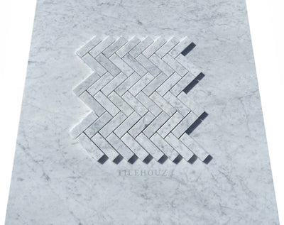 Carrara White Marble 1X3 Herringbone Mosaic Polished&Honed