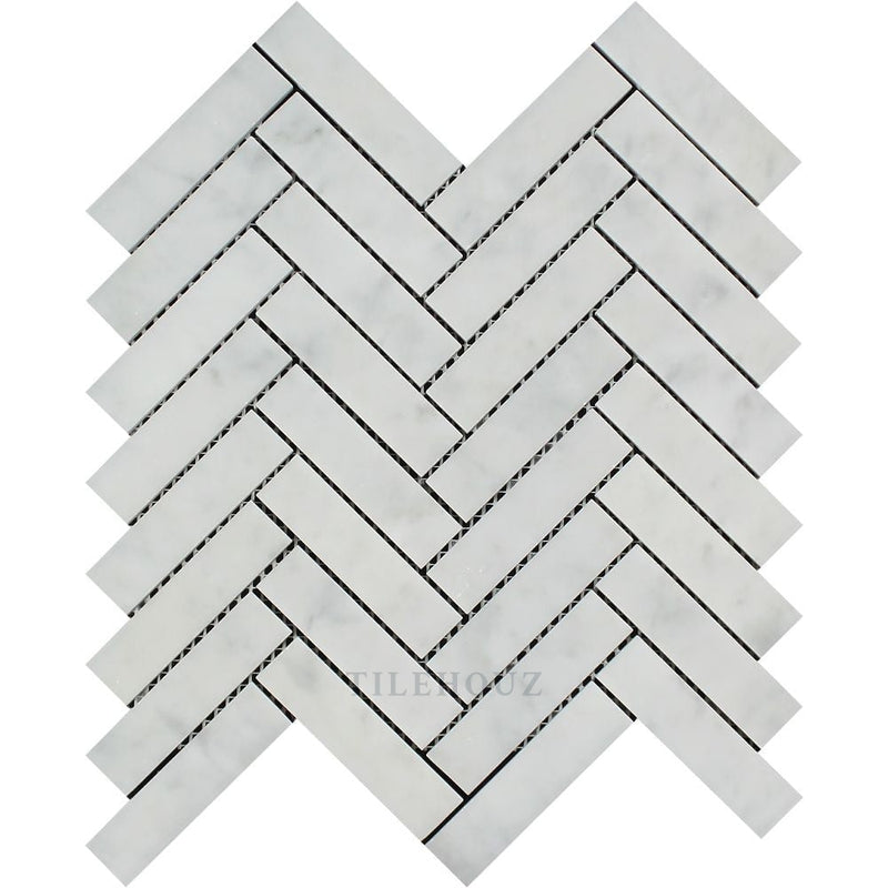 Carrara White Marble 1 X 4 Herringbone Mosaic Tile Polished&honed Tiles