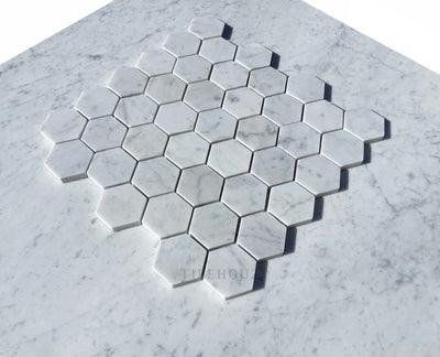 Carrara White Premium Italian Marble 2 X Hexagon Mosaic Tile Polished&Honed Wall & Ceiling