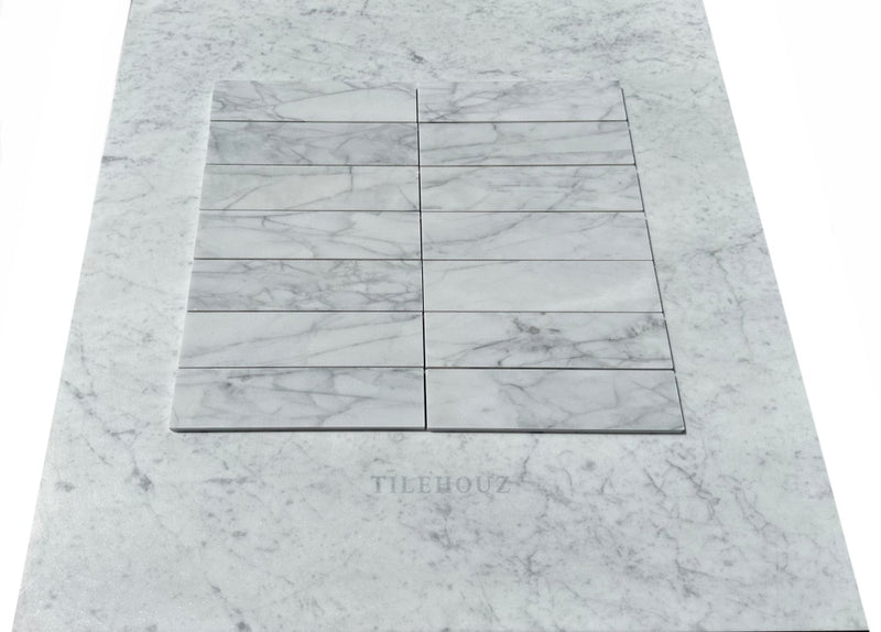 Carrara White Marble 2X8 Tile Polished&Honed