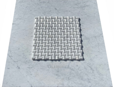 Carrara White Premium Italian Marble 3-D Small Bread Mosaic Tile Polished&Honed Wall & Ceiling