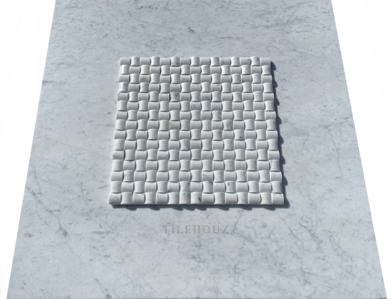 Carrara White Premium Italian Marble 3-D Small Bread Mosaic Tile Polished&Honed Wall & Ceiling