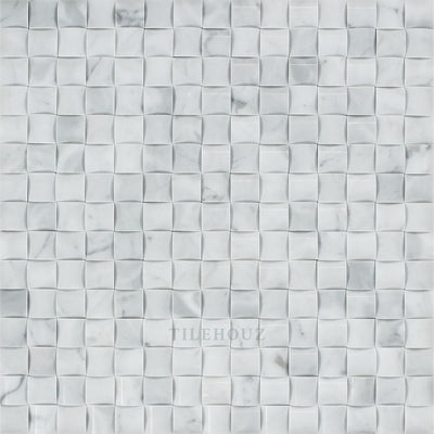 Carrara White Marble 3-D Small Bread Mosaic Tile Polished&honed Tiles