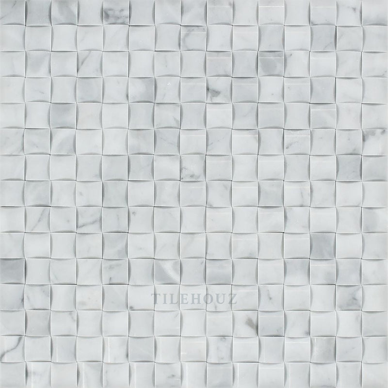 Carrara White Marble 3-D Small Bread Mosaic Tile Polished&honed Tiles