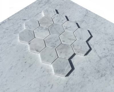 Carrara White Marble 3 X Hexagon Mosaic Tile Polished&Honed Wall & Ceiling