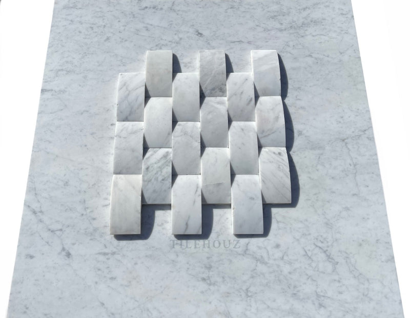 Carrara White Marble 3D 2X4 Arched Mosaic Polished&Honed