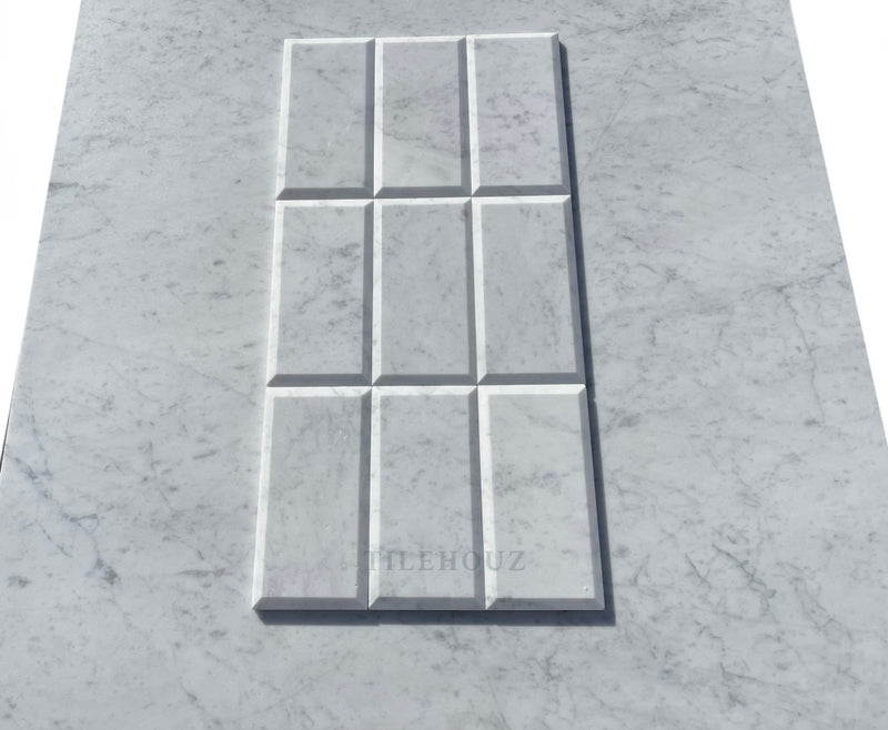 Carrara White Marble 3X6 Deep Beveled Tile Polished&Honed