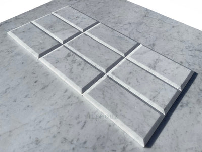 Carrara White Marble 3X6 Deep Beveled Tile Polished&Honed