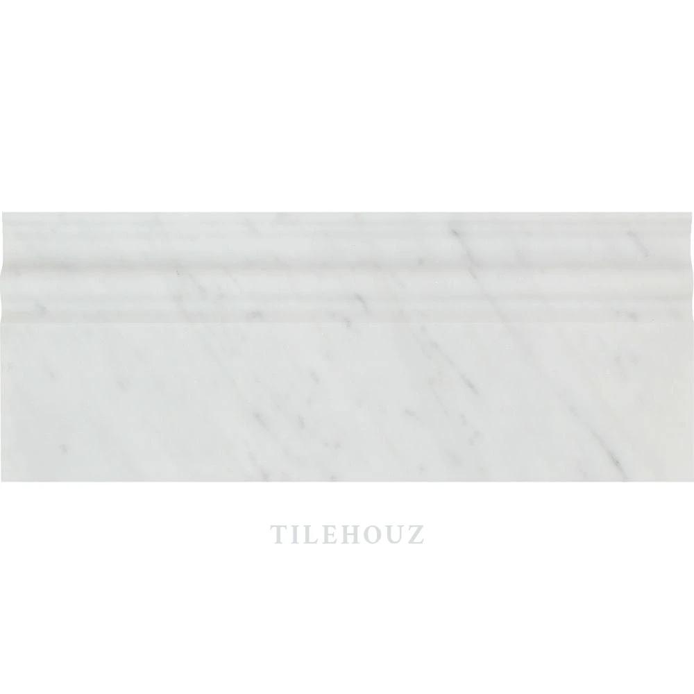 Carrara white marble baseboard trim 4 3/4 x 12, polished and honed finish, Tilehouz
