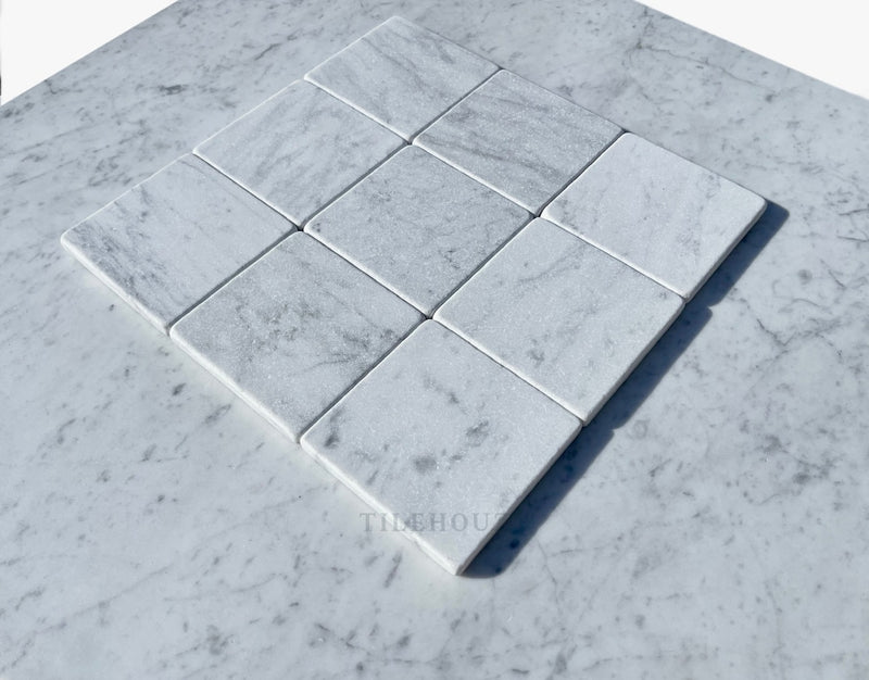 Carrara White Premium Italian Marble 4 X Tumbled Tile Wall & Ceiling