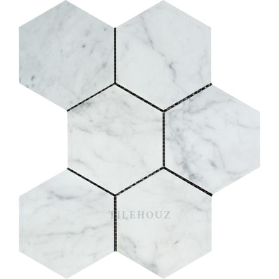 Carrara White Marble 5 X Hexagon Mosaic Tile Polished&honed Tiles