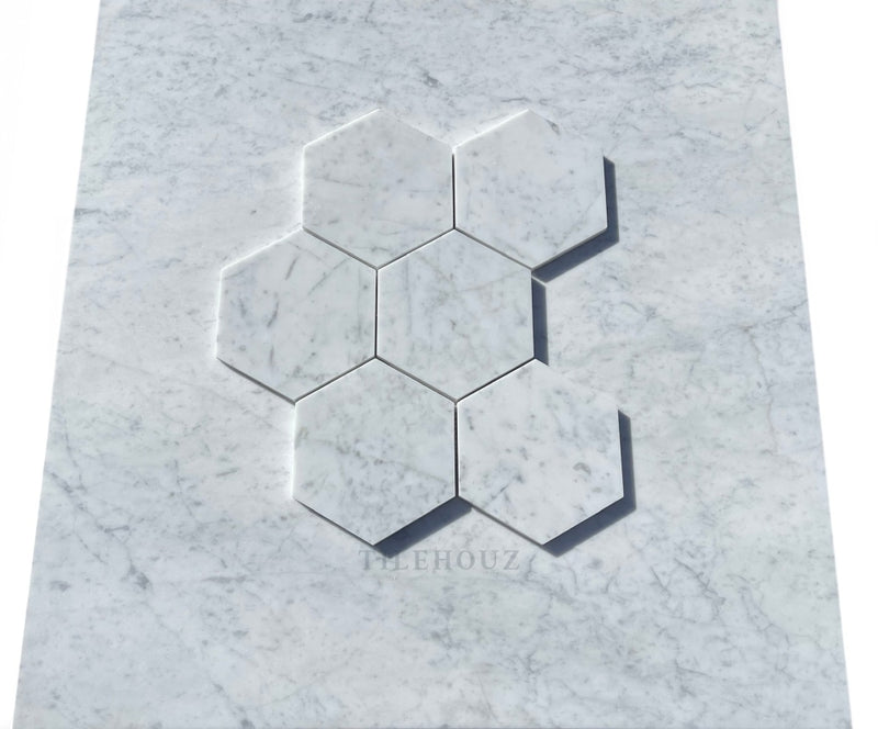 Carrara White Marble 5 X Hexagon Mosaic Tile Polished&Honed Wall & Ceiling
