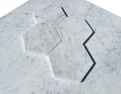 Carrara White Marble 6 Hexagon Mosaic Polished&Honed