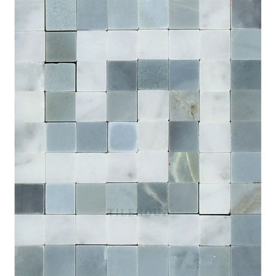 Carrara White Marble Greek Key Corner (Carrara W/ Bardiglio/blue-Gray) Polished&honed Mosaic Tiles