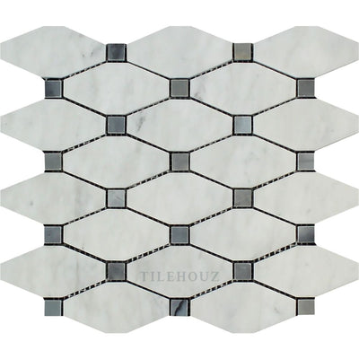 Carrara White Marble Octave Mosaic Tile (W/ Bardiglio/blue-Gray Dots) Polished&honed Tiles