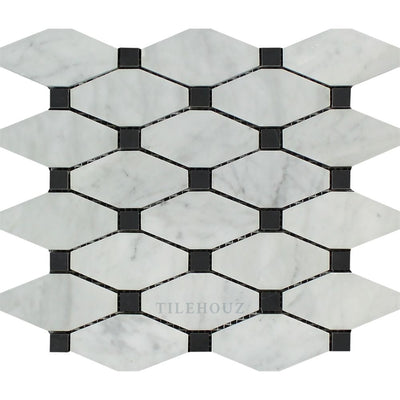 Carrara White Marble Octave Mosaic Tile (W/ Black Dots) Polished&honed Tiles