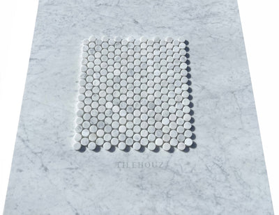 Carrara White Premium Italian Marble Penny Round Mosaic Tile Polished&Honed Wall & Ceiling